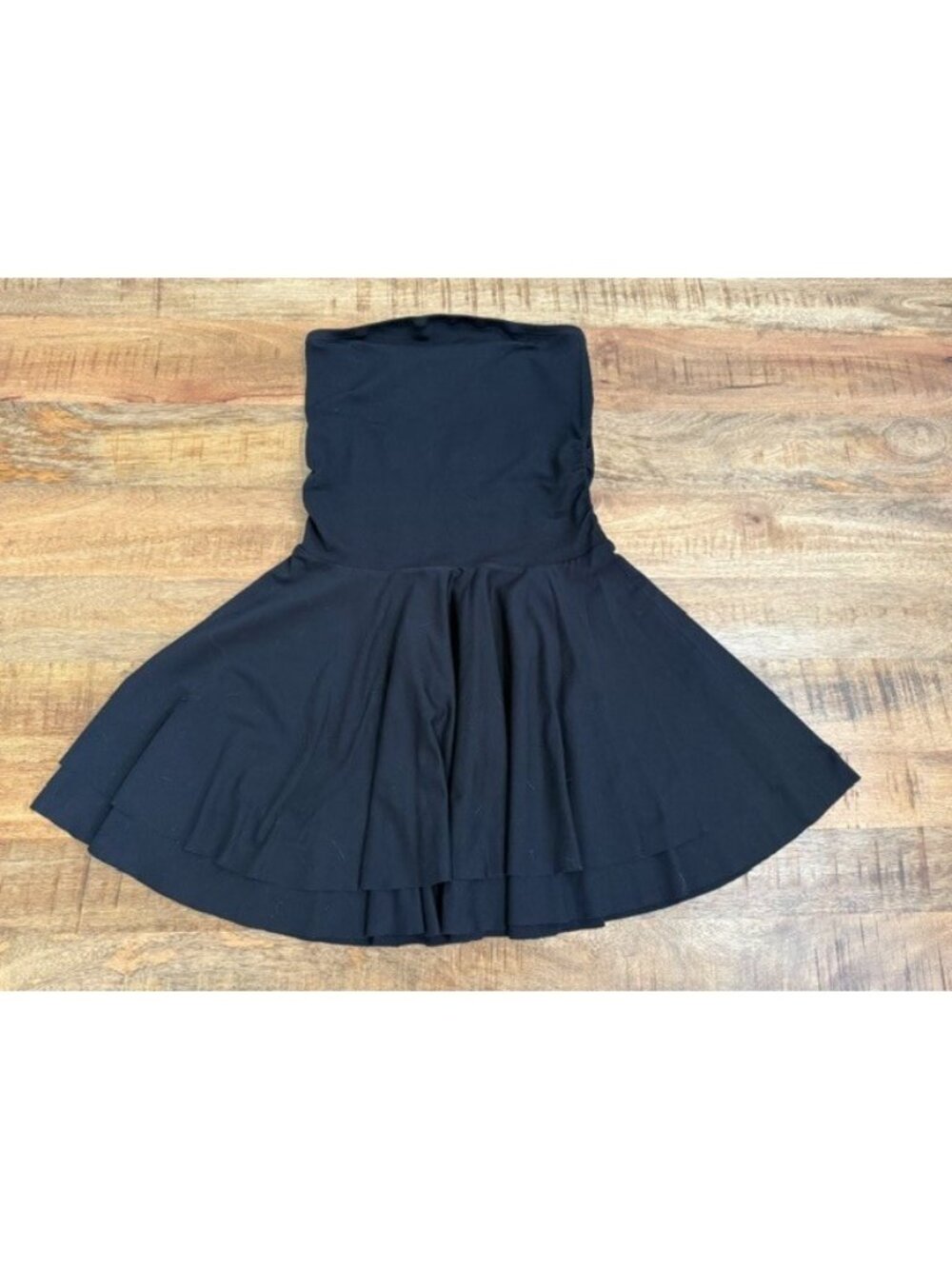 OQQ Sleeveless Black Sleeveless Tube Mini Dress Small Ribbed top flared